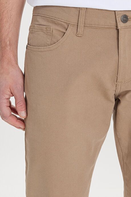 Slim Fit Slim Fit 5 Pockets Cotton Stretch Camel Chino Pants ET0130000001CML