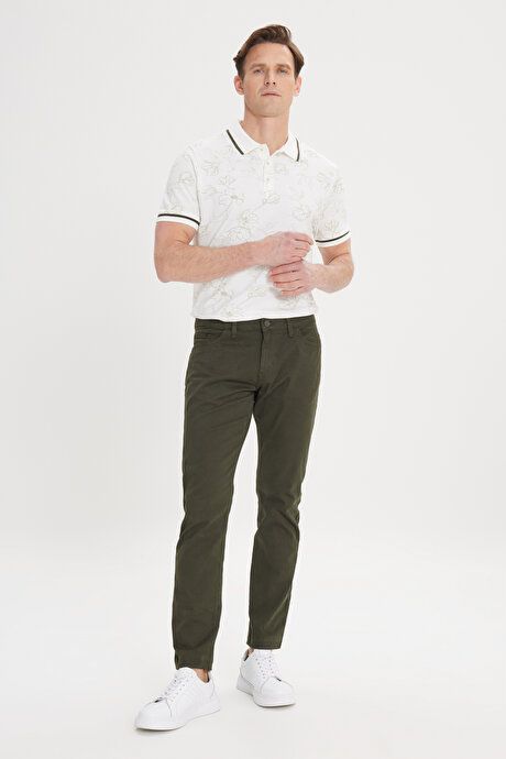 Slim Fit Slim Fit 5 Pockets Cotton Stretch Khaki Chino Pants ET0130000001HAK