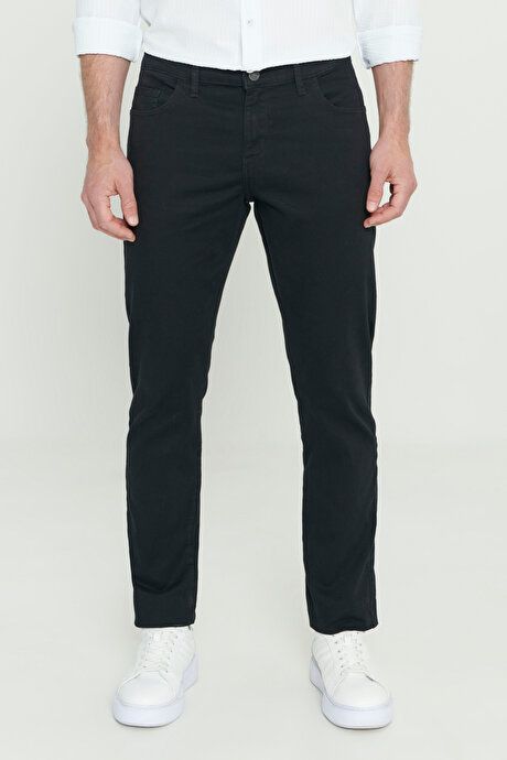 Slim Fit Slim Fit 5 Pocket Cotton Stretchy Black Chino Pants ET0130000001SYH