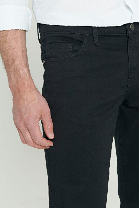 Slim Fit Slim Fit 5 Pocket Cotton Stretchy Black Chino Pants ET0130000001SYH