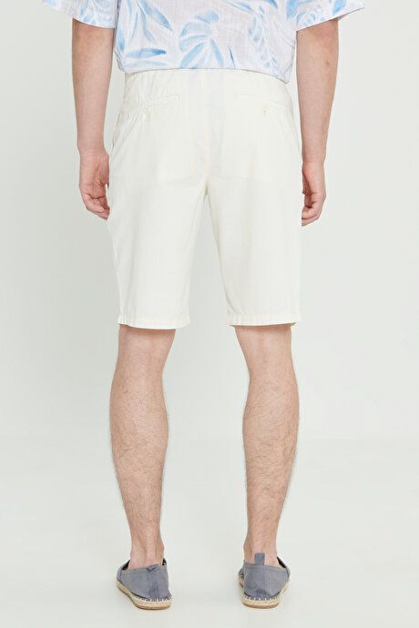 Comfort Fit Relaxed Fit Linen Side Pocket White Shorts ET0224200002BYZ