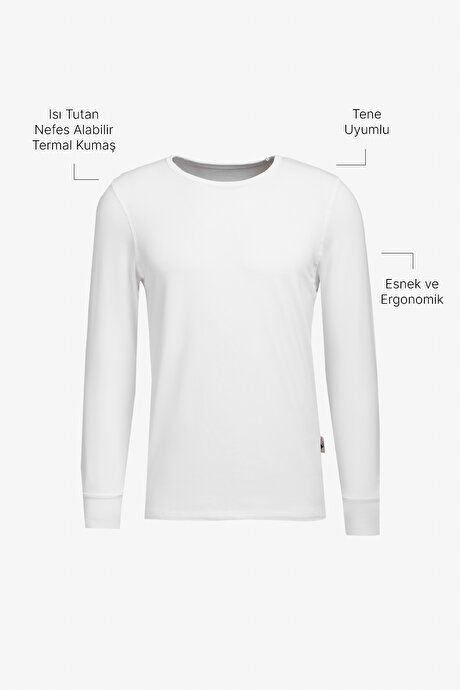 Standard Fit Regular Fit Heat Retaining Breathable Flexible Underwear White Thermal Top ET0324100201BYZ