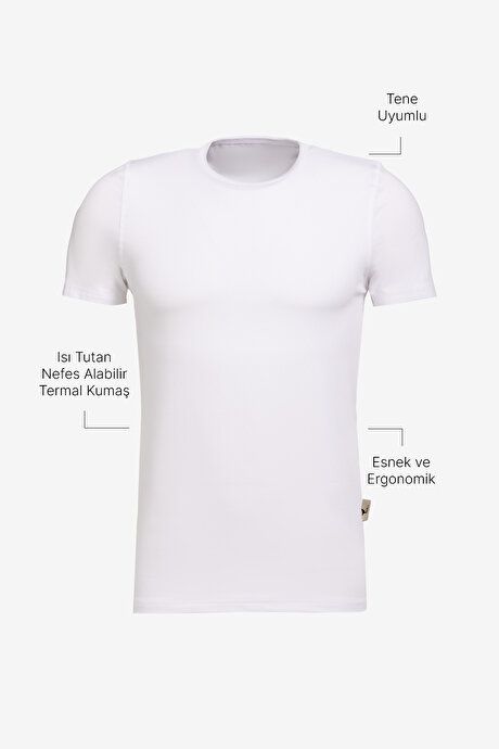 Standard Fit Regular Fit Heat Retaining Breathable Flexible Underwear White Thermal T-Shirt ET0324100203BYZ