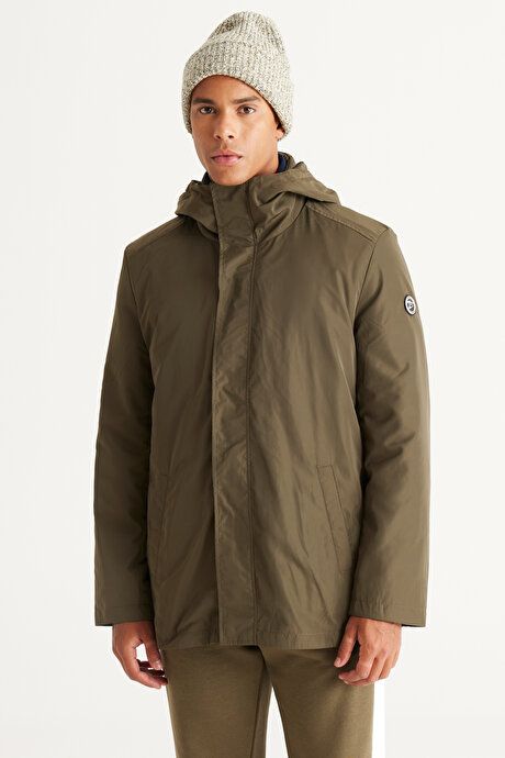 Standard Fit Regular Fit Windproof Hooded Stand-up Collar Khaki Trench Coat ET0624100100201HAK