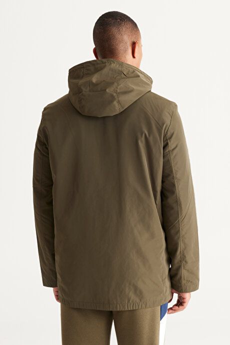 Standard Fit Regular Fit Windproof Hooded Stand-up Collar Khaki Trench Coat ET0624100100201HAK