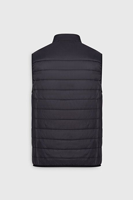 Windproof Portable Warm Keeping Fiber Filled Ultra Lightweight Standard Fit Inflatable Black Vest with Bag ET0924100200SYH