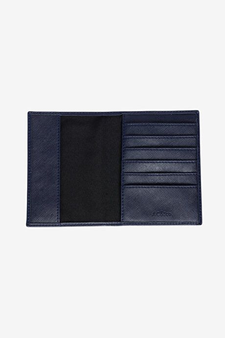 Artificial Leather Handmade Navy Blue Passport Holder ET1524100010LAC