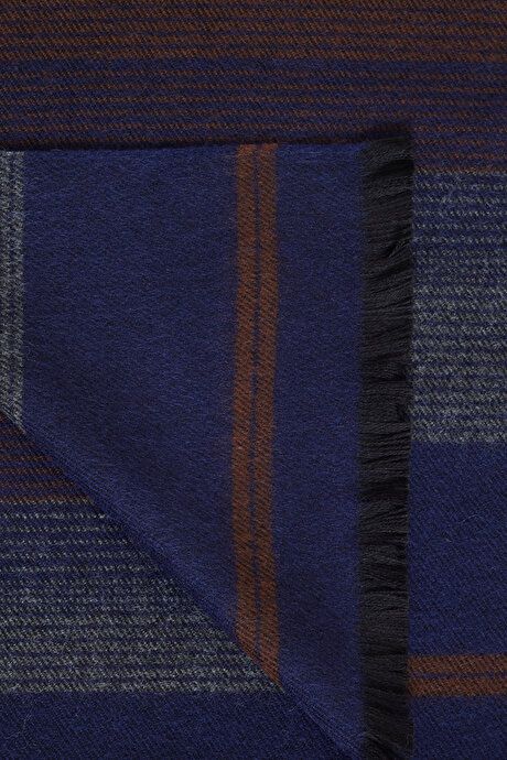 Warm Patterned Knitwear Navy-Brown Scarf ET282525100004LCK