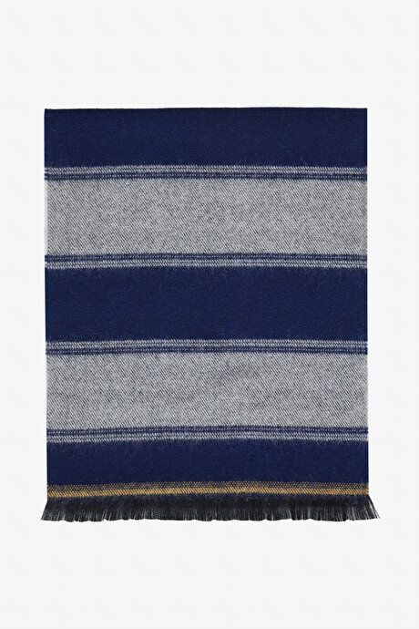 Warm Patterned Knitwear Navy-Grey Scarf ET282525100005LAG