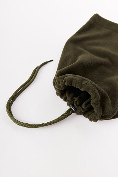 Anti-Pilling Warm Keeping Water Repellent Fleece Khaki Beanie Neck Collar Gloves Set ET4124100020HAK