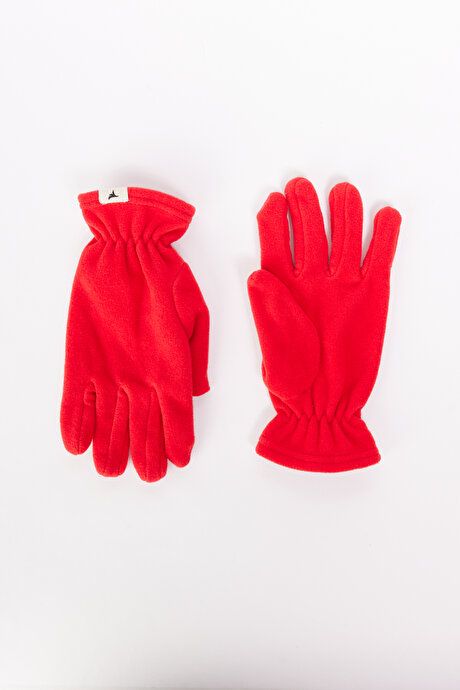 Anti-Pilling Warm Water Repellent Fleece Red Beanie Neck Collar Gloves Set ET4124100020KIR