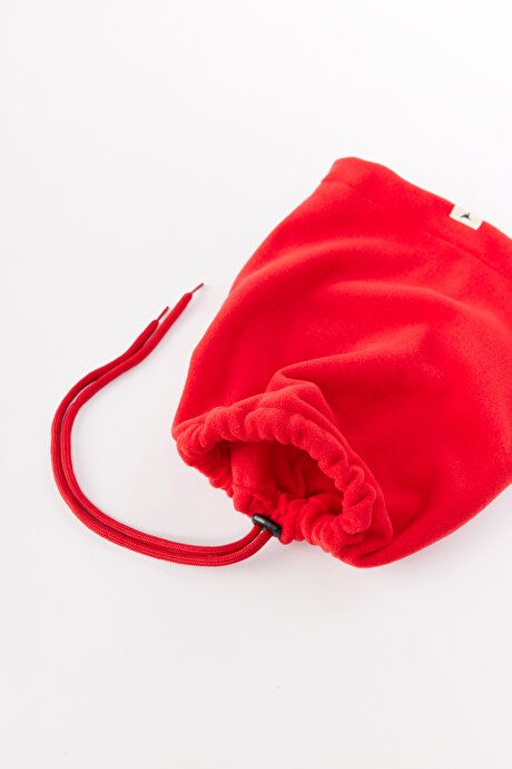 Anti-Pilling Warm Water Repellent Fleece Red Beanie Neck Collar Gloves Set ET4124100020KIR