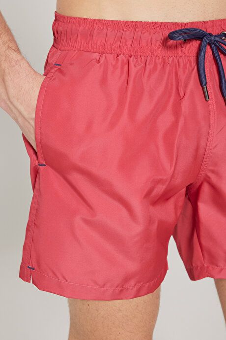 Standard Fit Regular Fit Fast Drying Patterned Red Swimsuit Sea Shorts with Pockets ET4723200009KMZ