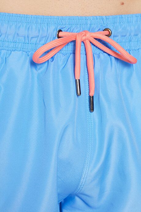 Standard Fit Regular Fit Fast Drying Patterned Blue Swimsuit Sea Shorts with Pockets ET4723200009MAV