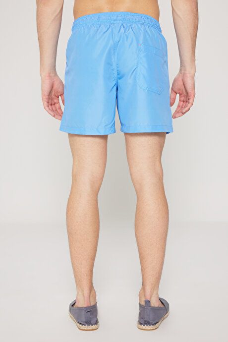 Standard Fit Regular Fit Fast Drying Patterned Blue Swimsuit Sea Shorts with Pockets ET4723200009MAV