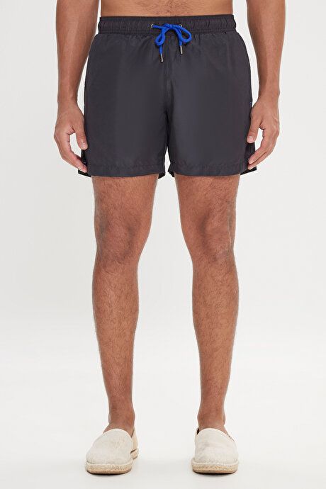 Standard Fit Regular Fit Quick Drying Patterned Black Swimsuit Sea Shorts with Pockets ET4723200009SYH