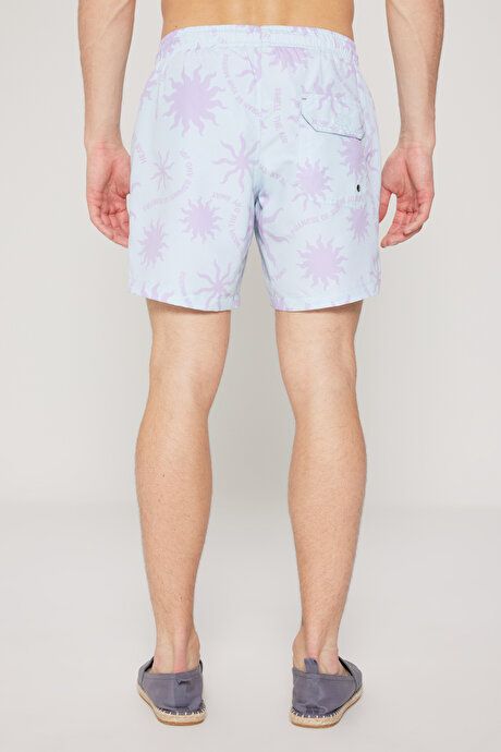 Standard Fit Regular Fit Fast Drying Patterned Mint Lilac Swimsuit Sea Shorts with Pockets ET4724200003MLA