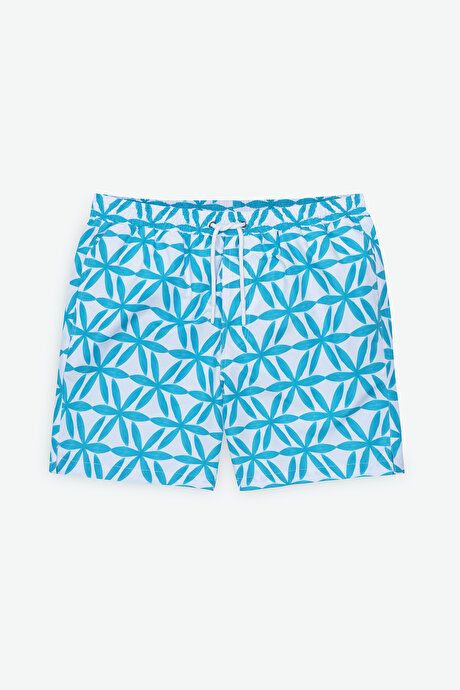 White Mint Swimsuit Sea Shorts ET4724200008BMN Standard Fit Regular Fit Quick Drying Patterned White Mint Swimsuit with Pockets