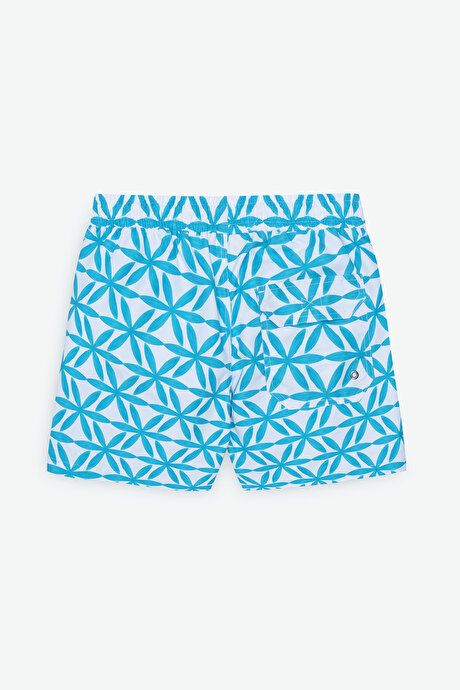 White Mint Swimsuit Sea Shorts ET4724200008BMN Standard Fit Regular Fit Quick Drying Patterned White Mint Swimsuit with Pockets