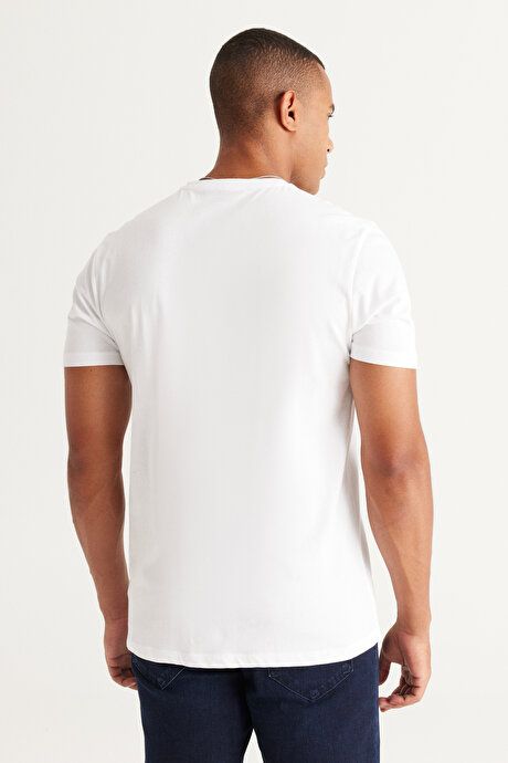 Pack of 2 Slim Fit Slim Fit Slim Fit V Neck 100% Cotton WHITE-LACIVERT T-Shirt ET480000P201K77