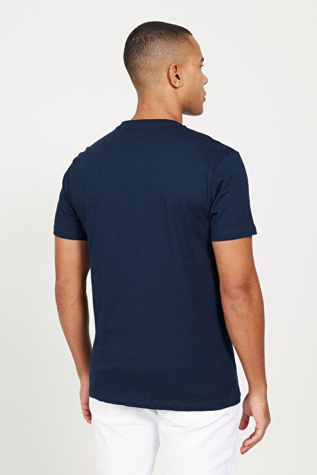 Pack of 2 Slim Fit Slim Fit Slim Fit V Neck 100% Cotton Navy Blue-Navy Blue T-Shirt ET480000P201K87