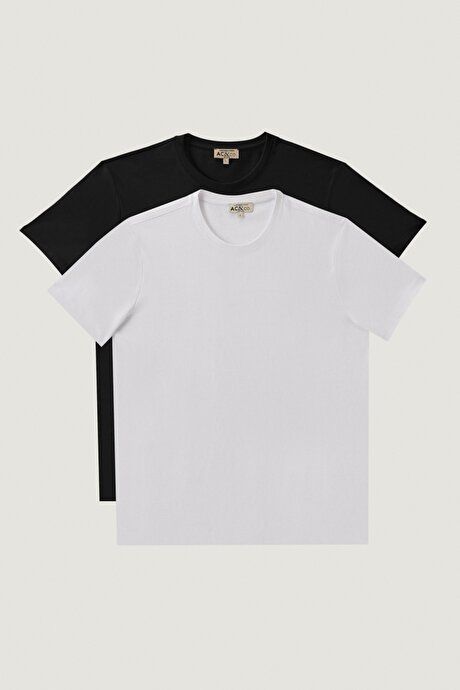 Slim Fit Slim Fit Crew Neck 2-Pack Black-White T-Shirt Pack ET4820200030K81