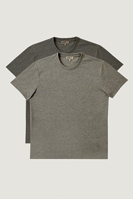 Slim Fit Slim Fit Crew Neck 2-Pack Anthracite-Dark Gray T-Shirt Pack ET4820200030K82