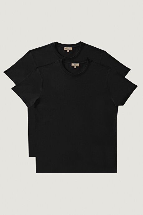 Slim Fit Slim Fit Crew Neck 2-Pack Black-Black T-Shirt Pack ET4820200030K88