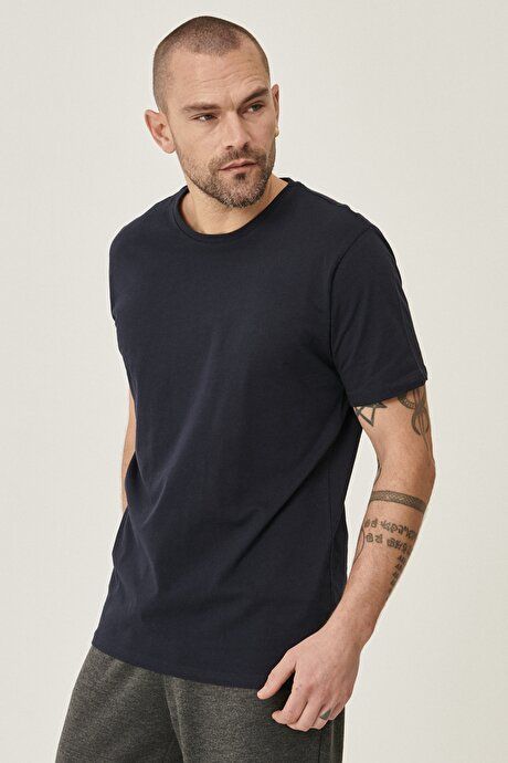 Slim Fit Slim Fit Crew Neck Navy Blue T-Shirt Pack of 2 ET4820200030LAC