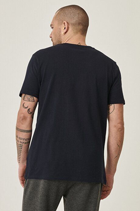 Slim Fit Slim Fit Crew Neck Navy Blue T-Shirt Pack of 2 ET4820200030LAC