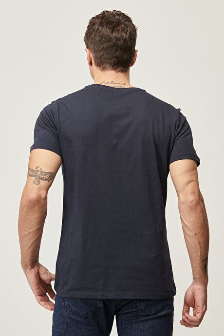 Slim Fit Slim Fit V-Neck Navy Blue T-Shirt Pack of 2 ET4820200031LAC