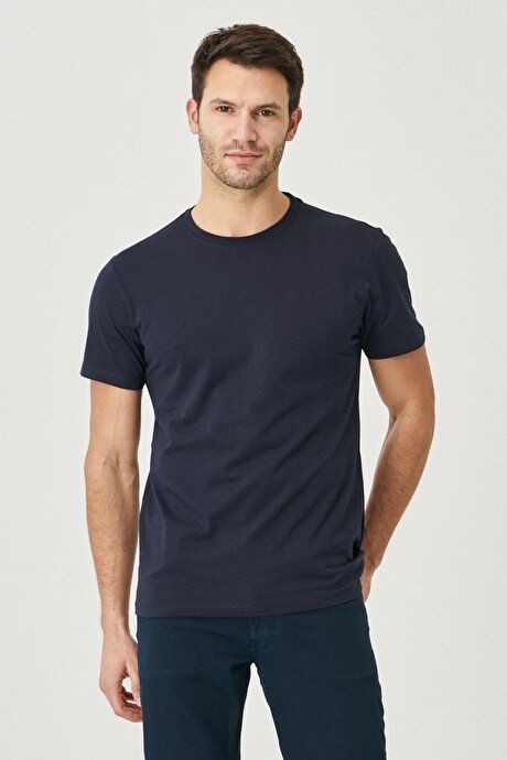 Slim Fit Slim Fit 100% Cotton 3-Pack Black-Navy-White T-Shirt ET4820200033K67