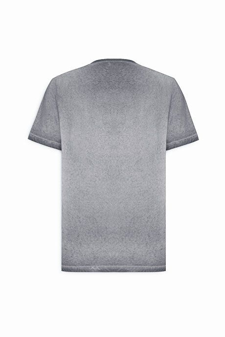 Standard Fit Regular Fit 100% Cotton Flared Crew Neck Anthracite T-Shirt ET4824200054ATR