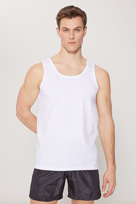 Standard Fit Regular Fit 100% Cotton 2 Pack White Tank Tops ET4824200078BYZ