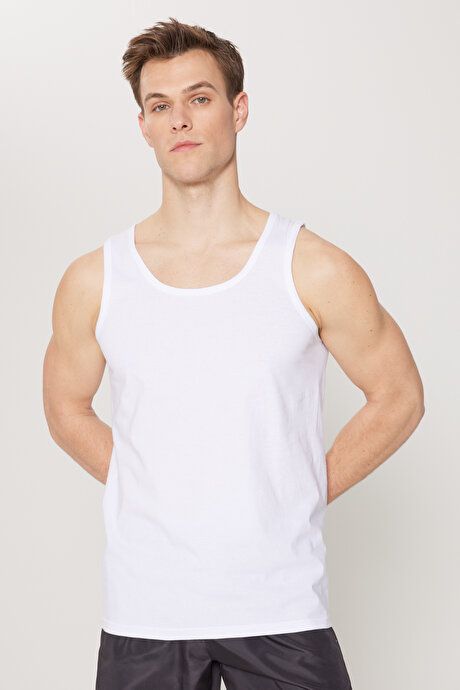 Standard Fit Regular Fit 100% Cotton 2 Pack White Tank Tops ET4824200078BYZ