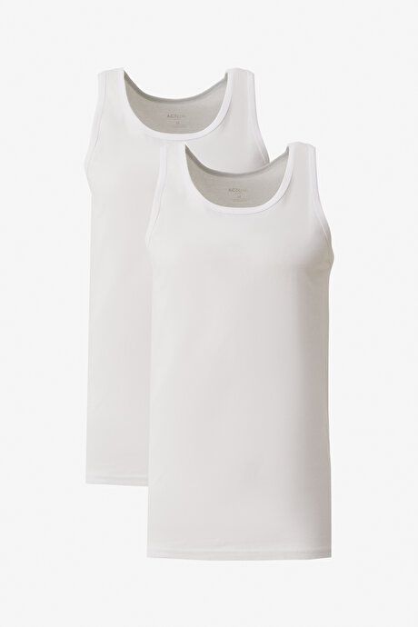 Standard Fit Regular Fit 100% Cotton 2 Pack White Tank Tops ET4824200078BYZ