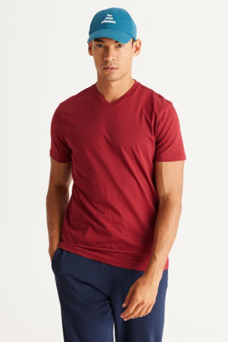 2 Pack Slim Fit Slim Fit Slim Fit Cotton Basic BORDO-BORDO T-Shirt ET48242P2001K29