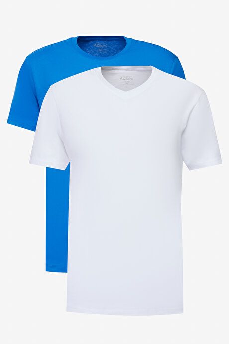 2 Pack Slim Fit Slim Fit Slim Fit Cotton Basic WHITE-SAKS T-Shirt ET48242P2001K39