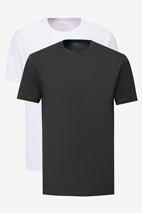 2 Pack Slim Fit Slim Fit Slim Fit Cotton Basic Black-White T-Shirt ET48242P2001K81