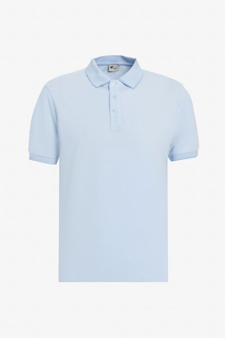 Non-Shrinking Cotton Fabric Slim Fit Slim Fit Slim Fit Non-Curling Polo Collar 3-Piece White-Blue-Light Blue T-Shirt ET48242P3047K70