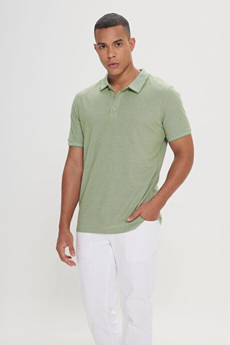 Non-Shrinking Cotton Fabric Slim Fit Slim Fit Slim Fit Non-Curling Polo Collar 3-Piece Green-Light Pink-Sax T-Shirt ET48242P3047K93