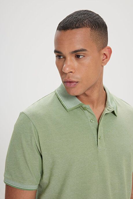 Non-Shrinking Cotton Fabric Slim Fit Slim Fit Slim Fit Non-Curling Polo Collar 3-Piece Green-Light Pink-Sax T-Shirt ET48242P3047K93