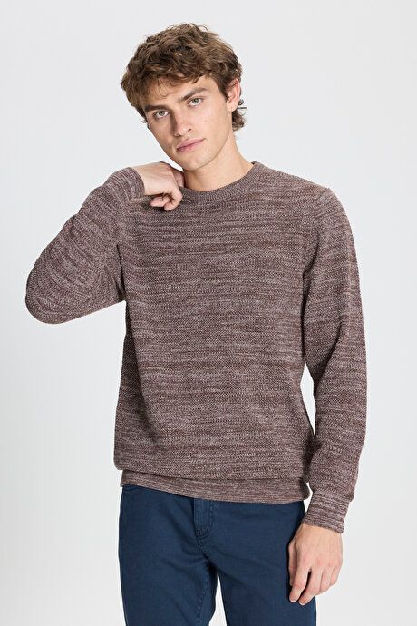 2-Pack Cotton Standard Fit Regular Fit Crew Neck Muline Basic Sweater Brown-LIGHT GRI Basic Sweater ET490000P203KAI