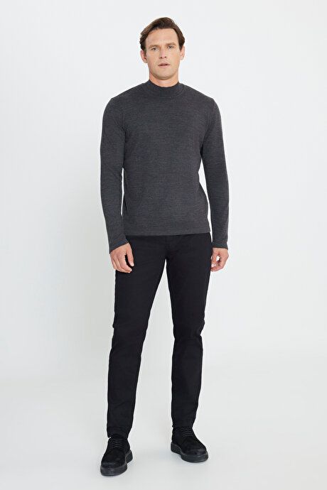 Anti-Pilling Standard Fit Regular Fit Half Turtleneck Anthracite-Melange Sweater ET4924100001ANM