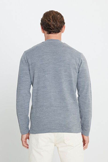 Non-Pilling Anti-Pilling Standard Fit Regular Fit Half Turtleneck Gray Melange Pullover ET4924100001GMJ