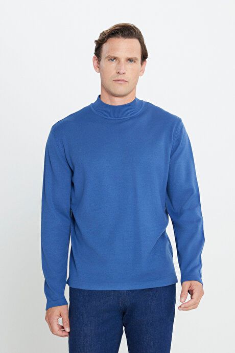 Non-Pilling Anti-Pilling Standard Fit Regular Fit Half Turtleneck Indigo Pullover ET4924100001IND