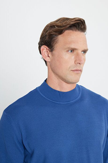 Non-Pilling Anti-Pilling Standard Fit Regular Fit Half Turtleneck Indigo Pullover ET4924100001IND