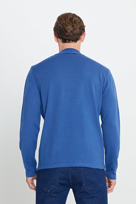 Non-Pilling Anti-Pilling Standard Fit Regular Fit Half Turtleneck Indigo Pullover ET4924100001IND