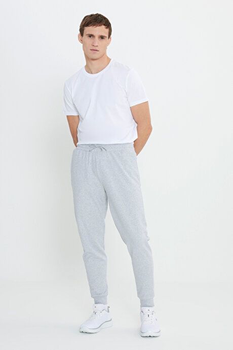 Standard Fit Regular Fit 2 Thread Pockets Comfortable Recycle Cotton Jogger Gray Melange Sweatpants ET5124200002GMJ