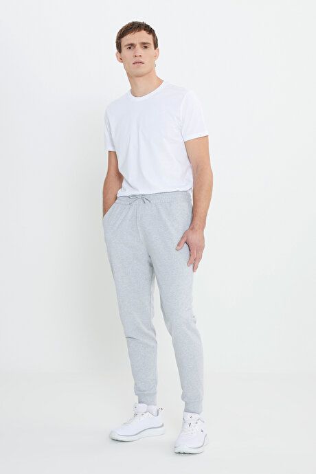 Standard Fit Regular Fit 2 Thread Pockets Comfortable Recycle Cotton Jogger Gray Melange Sweatpants ET5124200002GMJ